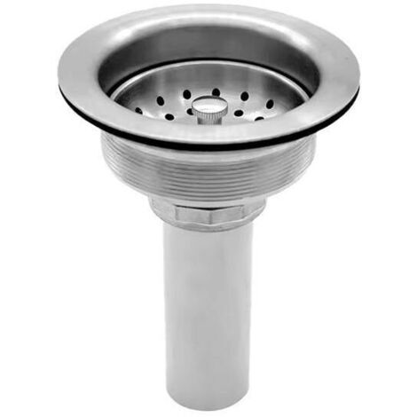 114 mm Edelstahl-Ablaufgarnitur für Küchenspüle mit herausnehmbarem Siebkorb, Ablassschraube und Montagesatz MUMU