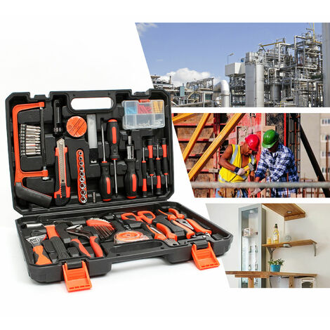 114-teilig Haushalt Werkzeugkoffer, Haushaltswerkzeugkasten tragbar, stabile Heimwerker-Werkzeugsatz, Hochpräzisionswerkzeuge