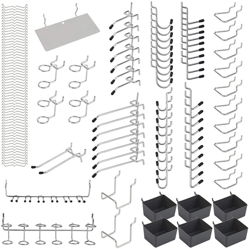 Crochets pour plaques à trous Crochets pour plaques à trous en métal Crochets pour outils,114pcs