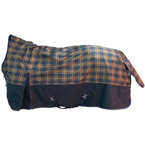 115 cm, blu navy e verde a quadretti: Coperta da paddock per cavalli modello Pittsburgh Karo tessuto esterno 600 denari imbottitura 300 g