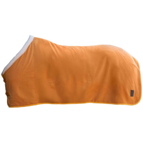 115 cm, marrone scuro: Coperta in pile per cavalli modello Arezzo con colletto teddy