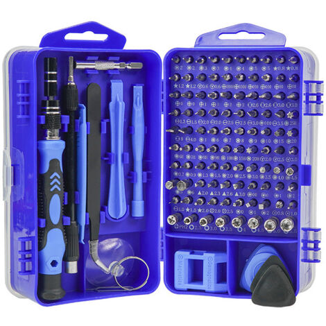 115 en 1 Mini jeu de tournevis(Bleu) de précision jeu de tournevis de précision pour Machine à laver climatiseur réfrigérateur voiture électrique