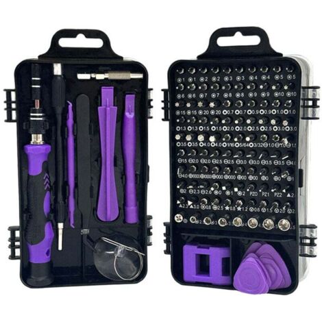 115 en 1 Mini jeu de tournevis(Violet) de précision jeu de tournevis de précision pour Machine à laver climatiseur réfrigérateur voiture électrique