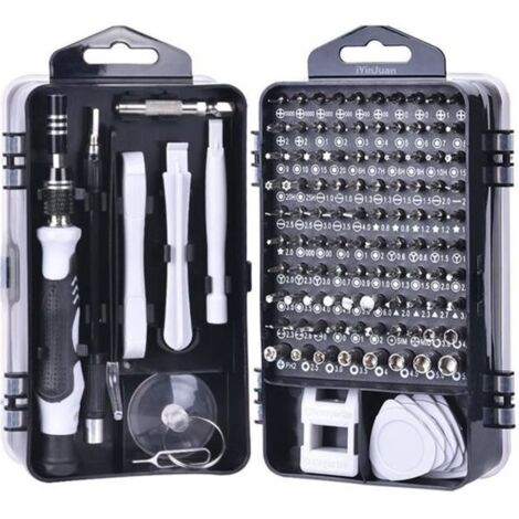 115 en 1 Set Précision Tournevis Kit Reparation Smartphone Tool Pour Telephone, Laptop, Lunettes, Montre Jouets Bijoux(Gris)