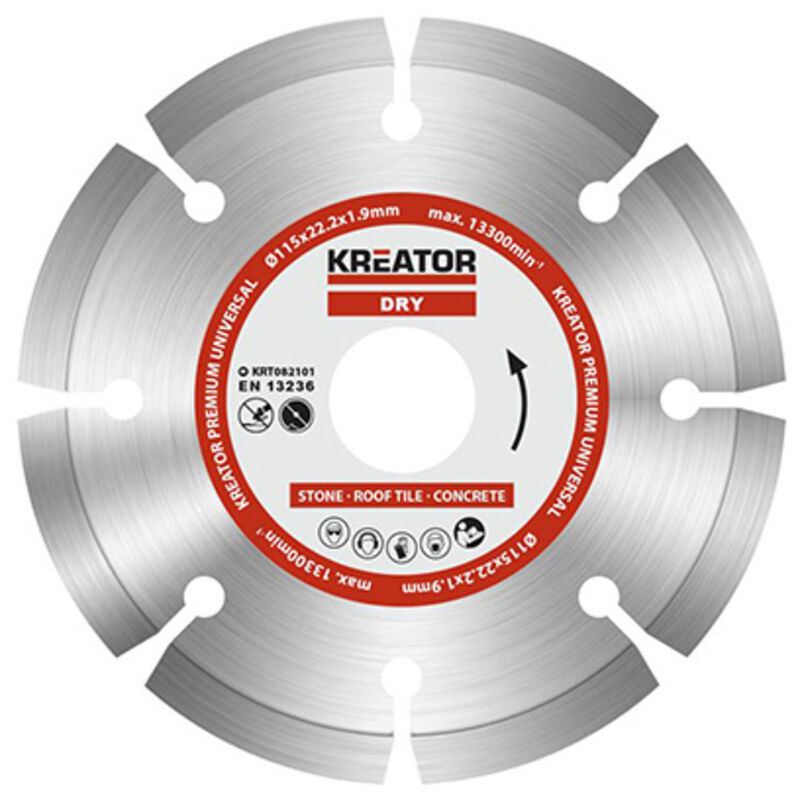 Diamantscheibe Für Beton Und Stein - Bohrung 22, 2 Mm 1 Scheibe 230 Mm 2, 4 Mm Kreator