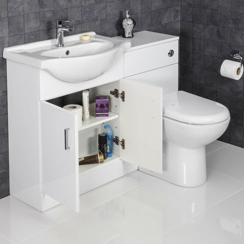 1150mm Toilet And Bathroom Vanity Unit Combined Basin Sink White