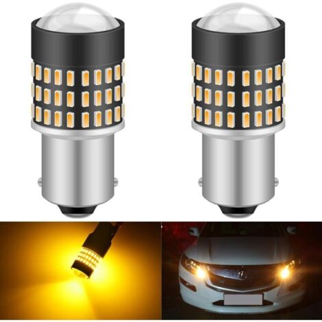 1156 BA15S 7506 1073 1095 1141 Ampoule LED 900 Lumens 3014 78SMD Lentille LED Ampoules pour feu Stop Clignotant Feu arrière Feu de recul, Orange (Paquet de 2)