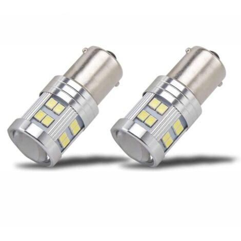 1156 Ba15s LED Ampoule P21w 5W DC 12V-24V, Seul Contact Ampoule, Blanc Froid 6000K. Utilisé pour Pour Feux de Recul, DRL Feux de Jours. Lot de 2