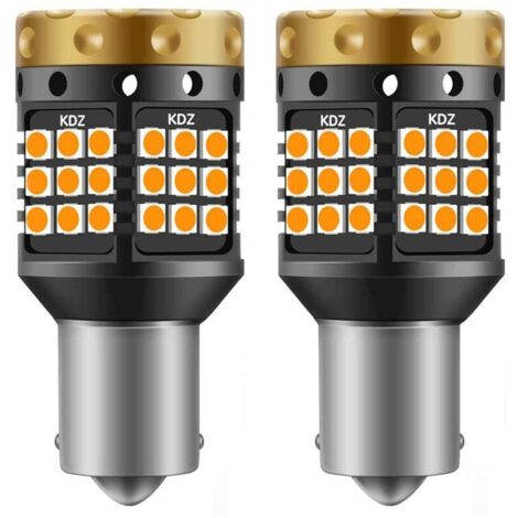 1156 BA15S P21W Ampoules Clignotants LED Ambre Jaune Orange 3700LM 3030 45 SMD Canbus Sans Erreur Anti-Hyper Flash (Pack de 2)