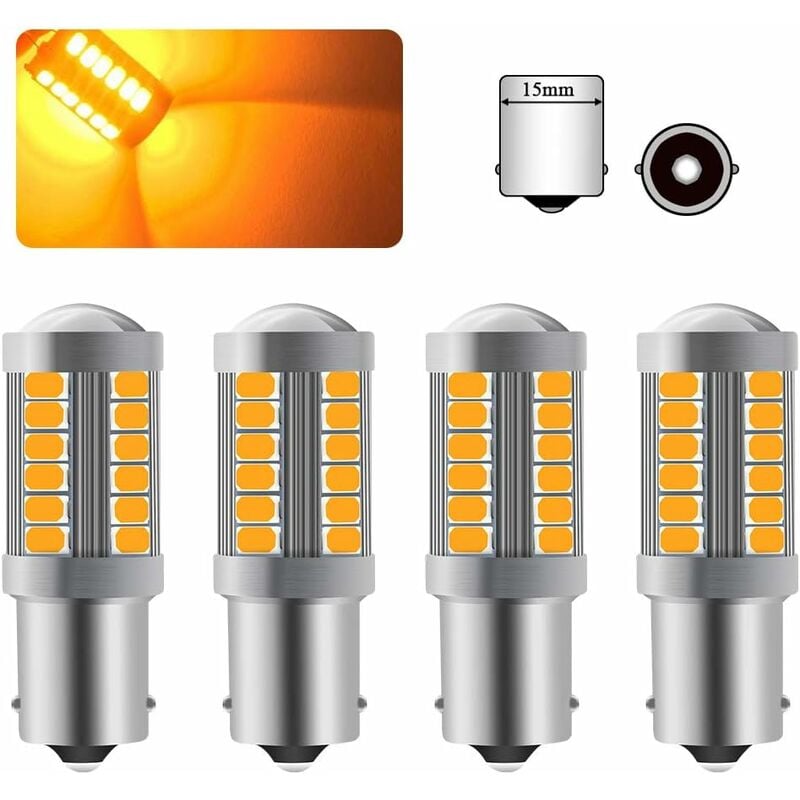 1156BA15S P21W LED Ampoule Ambre Jaune Super Bright Ampoule 6000K 5630 33 SMD Voiture Avant et Arrière Clignotant 12-30V