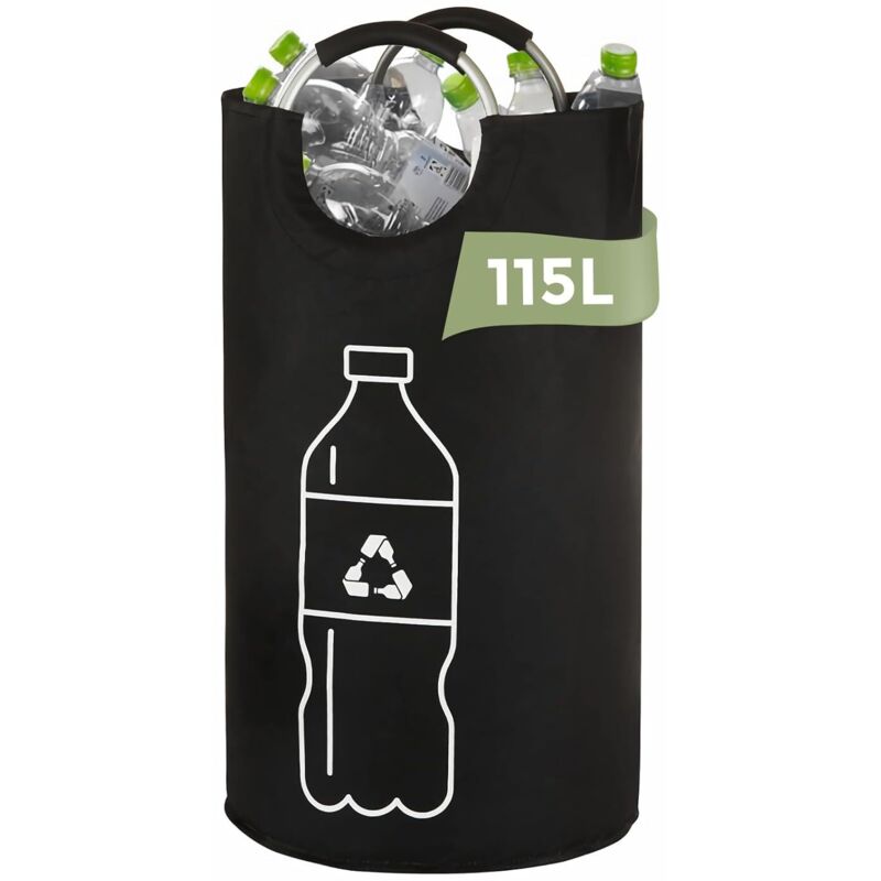 115L Collecteur de Bouteilles, Poubelle de recyclage Tri Selectif pour Plastique, Bouteilles Verre avec Poignée en Aluminium, Poubelle Cuisine