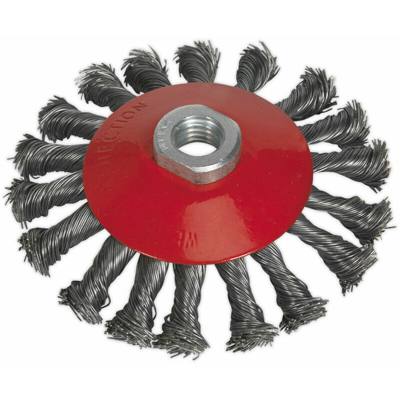 115mm Conical Wire Brush - Twisted Steel - M14 x 2mm - Up to 12500 rpm