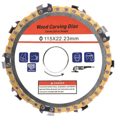 LIFCAUSAL 115Mm Jaune Chaînes Résistant À L'usure 8T En Acier Inoxydable Disque De Travail Du Bois Machine À Rainurer Chaînes Disque De Sculpture Sur Bois Disque De Coupe Pour Type 115 Meuleuse D'angle Sculptur