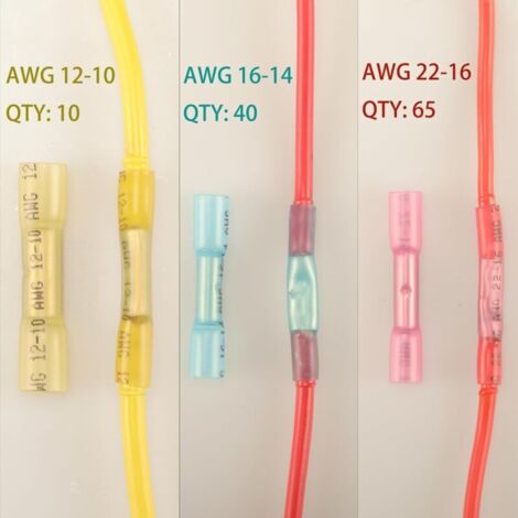 115pcs Connecteur de Fil Bout à Bout Thermoretractable, avec Gaine Thermorétractable, Connecteurs de Bornes d'épissure étanches