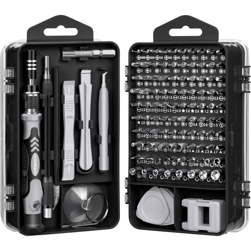 115Pcs Kit Mini Tournevis de Précision, Magnétique, Set Outils Informatique de Réparation pour pc, Laptop, Phone, Lunettes, Mac, Smartphone,