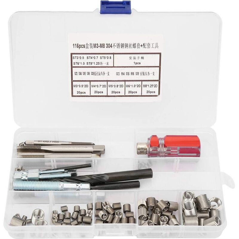 Image of 116-teiliges Gewindereparatur-Werkzeugset aus Edelstahl