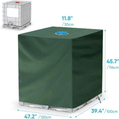 (116 x 100 x 120 cm, vert) Housse de protection extérieure pour réservoir d'eau, protection UV et anti-poussière, couvercle de réservoir