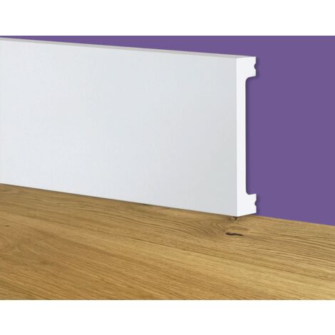 116ml bancale di Battiscopa SQUADRATO BIANCO Passacavo 75x13x2000mm in POLIMERI