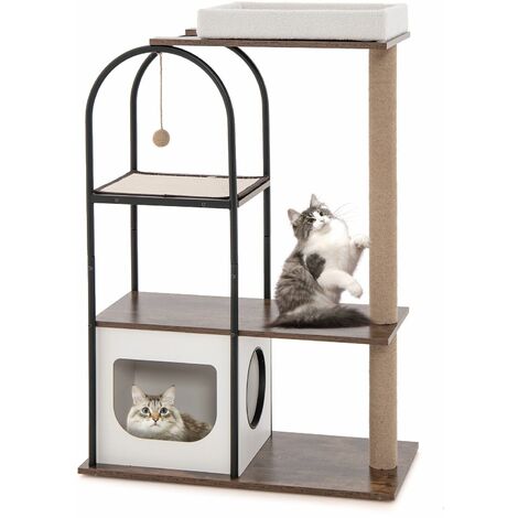 118 cm Cat Tree Tower Cat Condo Activity Center w/ Metal Frame Scratching Posts