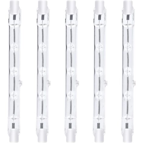118 mm R7s dimmbare Halogen-Stiftlampe, 300 W, Warmweiß 2800 K, R7s linear, 3000 lm, AC220–240 V, J118, linearer Halogenstrahler für Landschaftsbeleuchtung, Sicherheit, Straßenlaterne (5 Stück) [Energ