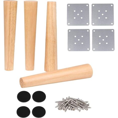 11.8inch Pieds de Meubles Bois Conique Avec 4 Pièces de Fer de Montage pour Canapé Meuble TV Table Basse Lit Pied et Ainsi de Suite Pack of 4