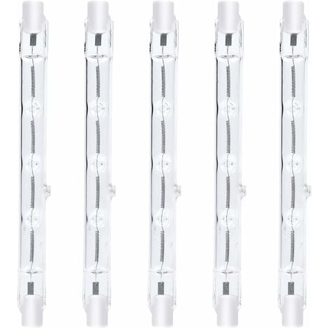 118mm R7s Dimmable ampoule halogène crayon 300W Blanc Chaud 2800K r7s linéaire 3000lm AC220-240V J118 Projecteur Halogène Linéaire pour l’éclairage de paysage,sécurité,lampadaire (5pcs) [Classe énergé