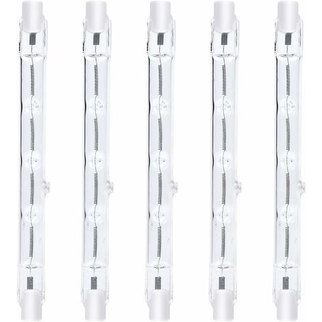 118mm R7s Dimmable ampoule halogène crayon 300W Blanc Chaud 2800K r7s linéaire 3000lm AC220-240V J118 Projecteur Halogène Linéaire pour l’éclairage de paysage,sécurité,lampadaire (5pcs) [Classe énergé