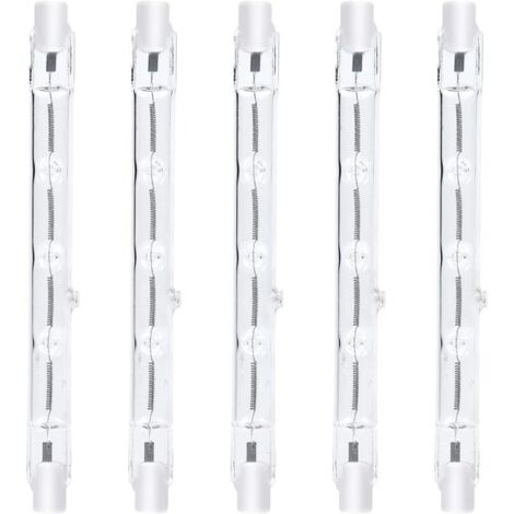 118mm R7s Dimmable ampoule halogène crayon 300W Blanc Chaud 2800K r7s linéaire 3000lm AC220-240V J118 Projecteur Halogène Linéaire pour l’éclairage de paysage,sécurité,lampadaire (5pcs) [Classe énergé