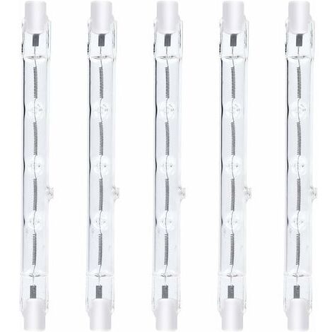 118mm R7s Dimmable ampoule halogène crayon 300W Blanc Chaud 2800K r7s linéaire 3000lm AC220-240V J118 Projecteur Halogène Linéaire pour l’éclairage de paysage,sécurité,lampadaire (5pcs) [Classe énergé