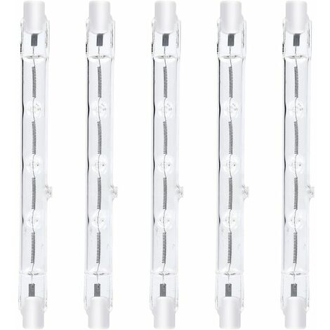 118mm R7s Dimmable Halogen Pencil Light Bulb 300W Warm White 2800K R7s Linear 3000lm AC220-240V J118 Linear Halogen Floodlight for Landscape, Security, Streetlight (5pcs) [Energy Class A++]