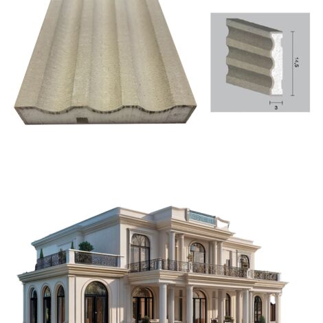 €11,99ml  STOCK  Pacco da 16ml di cornice decorativa in XPS Resinata per esterno 14,5x3x200cm PD123