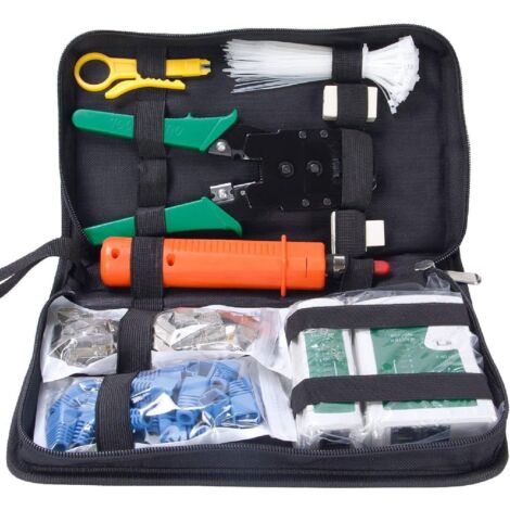 11En1 Professional Ethernet Portable Ethernet Kit de herramientas de reparación de redes Kit de herramientas de reparación Probador de cables Lan Crimper 324B Cable Cutter Internet Toolbox