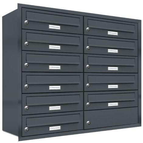 11er Briefkasten Anlage Unterputz Montage RAL 7016 Anthrazit