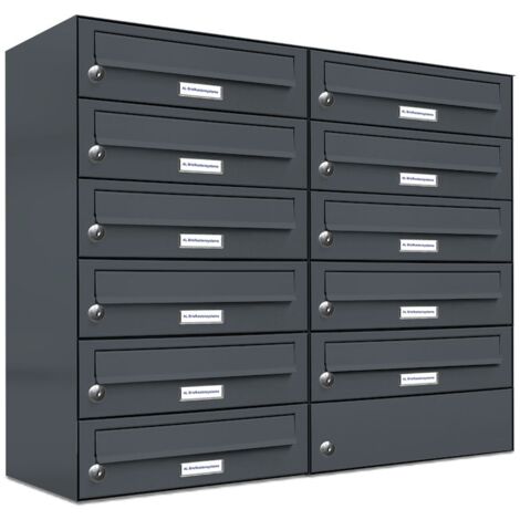 11er Briefkasten Anthrazit Anlage 11 Fach Wandbriefkasten Postkasten