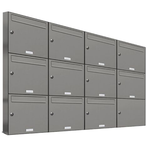 11er Premium Briefkasten Aluminiumgrau RAL Farbe 9007 für Außen Wand Postkasten 4x3