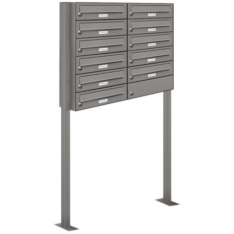 11er Premium Standbriefkasten Aluminiumgrau RAL 9007 freistehend Postkasten Ständer
