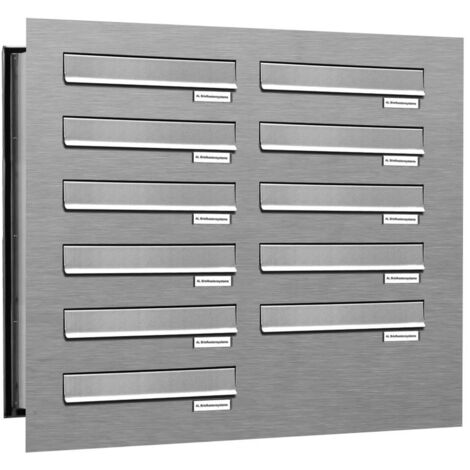 11er V2A Edelstahl Briefkastenanlage für Mauerdurchwurf