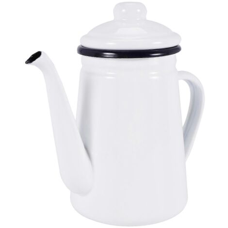 1.1L Bouilloire à Café Émaillée Blanche pour Cuisinière à Gaz et à Induction