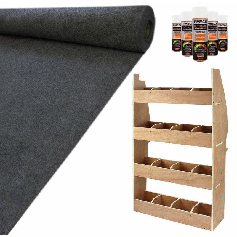 T-mech - 11m2 Doublure Intérieure Gris Anthracite en Feutre pour Véhicule & Armoire de Rangement en mdf pour Outils - Van Berlingo swb Aménagé