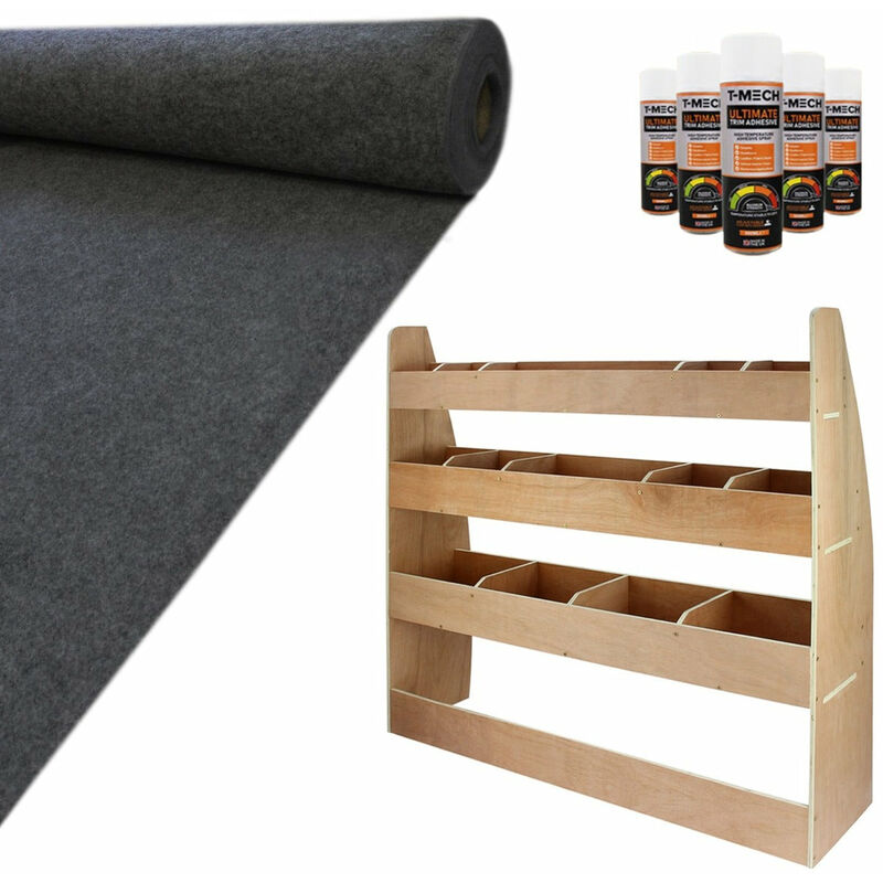 T-mech - 11m2 Doublure Intérieure Gris Anthracite en Feutre pour Véhicule & Armoire de Rangement en mdf pour Outils - Van Caddy Maxi Camionette