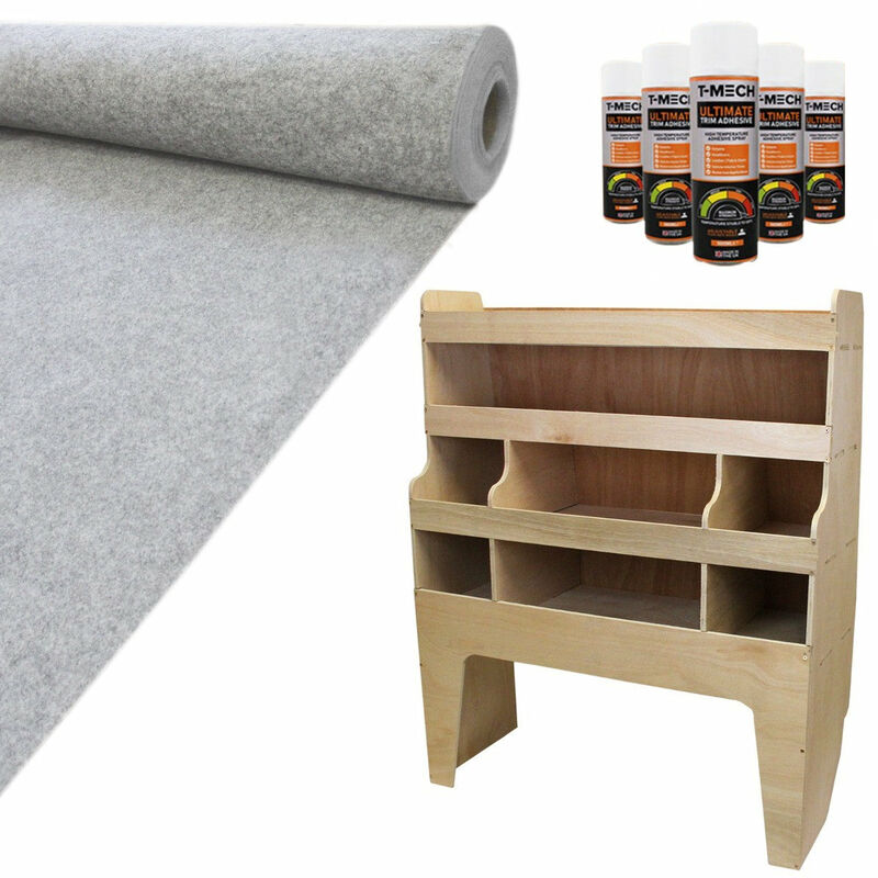Monster Shop - 11m2 Doublure Intérieure Gris Argenté en Feutre pour Véhicule & Armoire de Rangement en mdf pour Outils - Van Camionette Aménagé