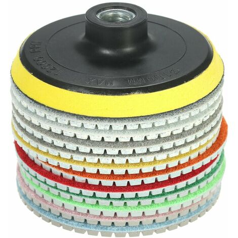 11pcs 4inch Diamond Wet Polishing Pads Grinding Disc+1pc Backing Pad for Granite Marble Stone Ceramic Tile Concrete