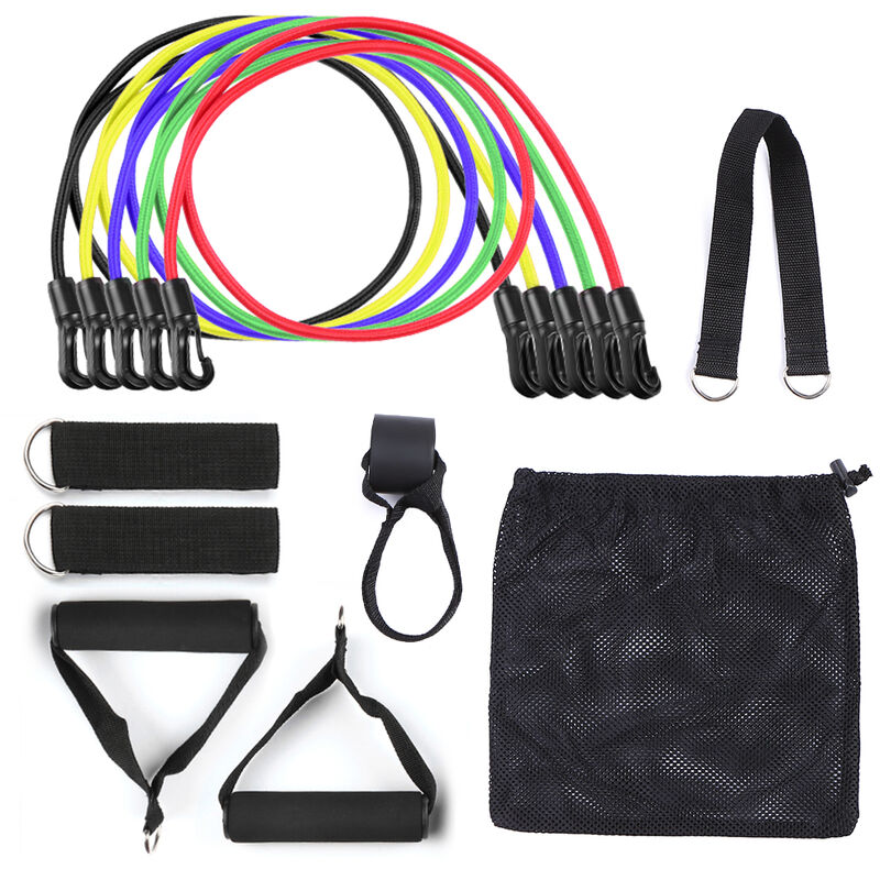 

11pcs Bandas de resistencia Set Workout Fitness Ejercicio Bandas de tubo Anclaje de puerta Correas de tobillo Asas acolchadas con bolsas de