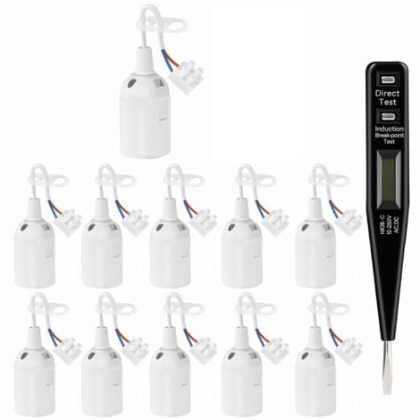 11Pcs douille E27 blanc, E27 rénovation Douille, 250V 4A douille de lampe avec câble, Douille de Chantier, convertisseur Baïonnette pour Ampoules LED et Ampoules Halogènes.