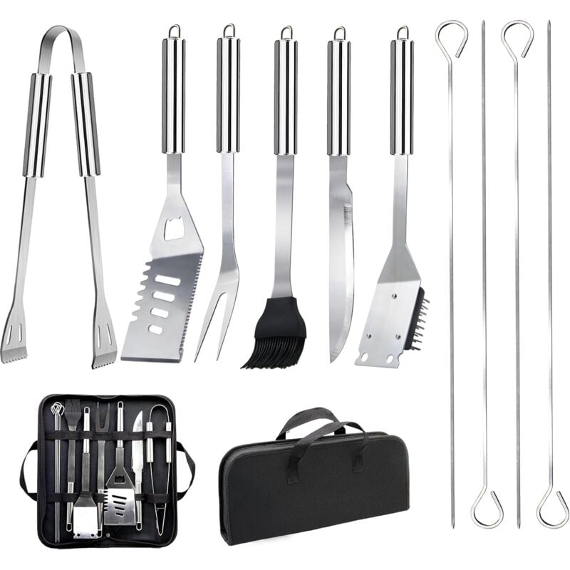 Freosen - 11Pcs Ensemble Ustensiles Barbecue Professionnel Kit Accessoires Grill Barbecue Pratique avec Sac Portable pour Camping Pique-Nique