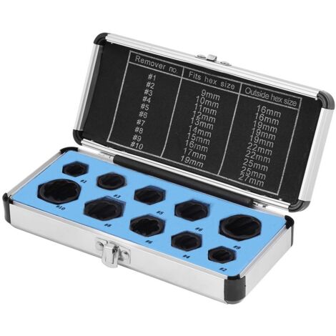 11pcs / Set 9-19mm endommagé écrou Remover Set, Durable verrouillage roue goujon Extracteur Twist Socket Set Threading Outils À Main Kit Avec Boîte,A