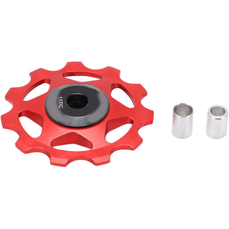 11T Schaltwerksröllchen für Mountainbikes, Führungsrolle mit Lagern, rotes Spannzubehör