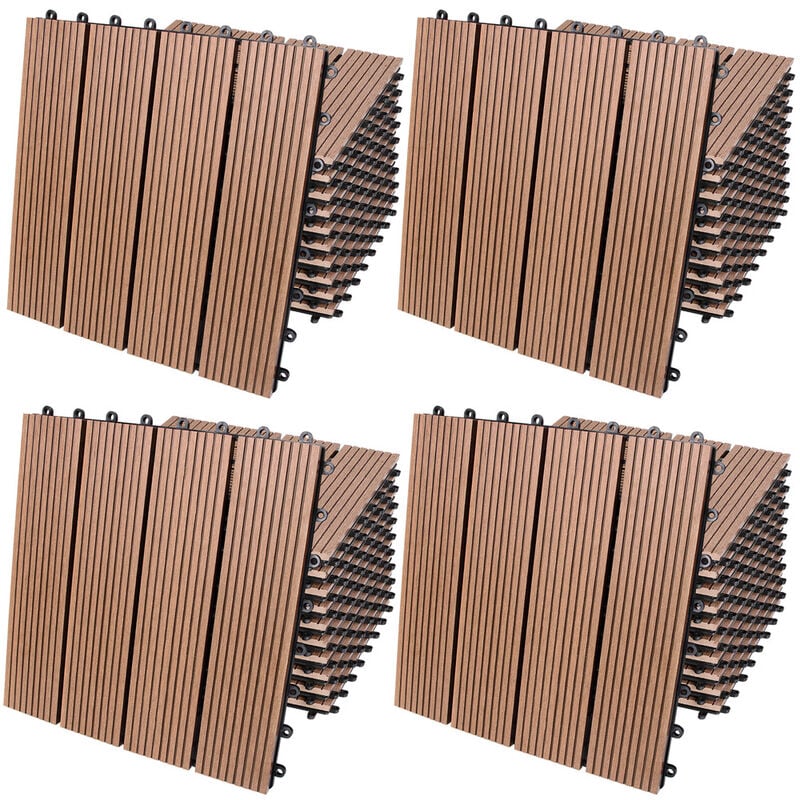11x 22x 44x 55x 66x Dalles clipsables en bois composite wpc 30 x 30 cm Dalle de terrasse jardin extérieur 44x Classique terracotta