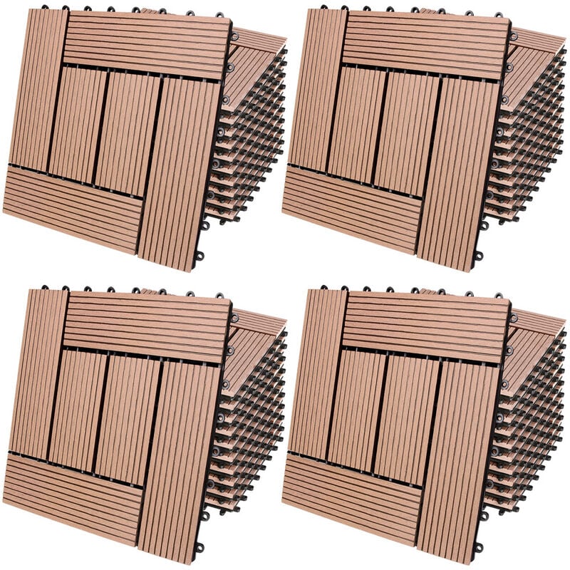 Deuba - 11x 22x 44x 55x 66x Dalles clipsables en bois composite wpc 30 x 30 cm Dalle de terrasse jardin extérieur 44x Mosaïque terracotta