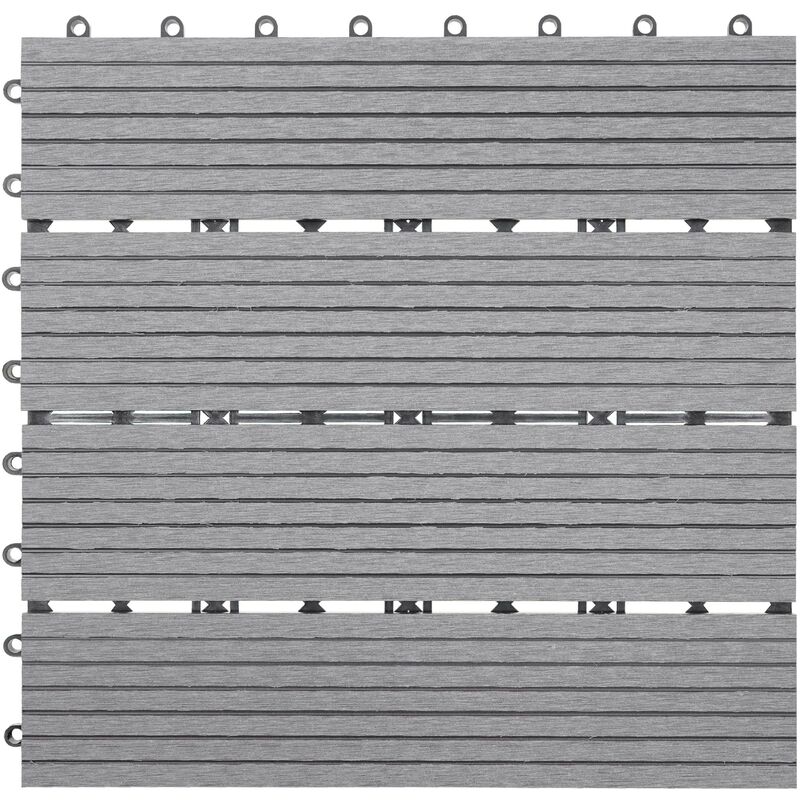 Jamais utilisé] 11x carreau wpc Rhone, carrelage de sol, balcon / terrasse, à 30x30cm = 1qm, gris linéaire